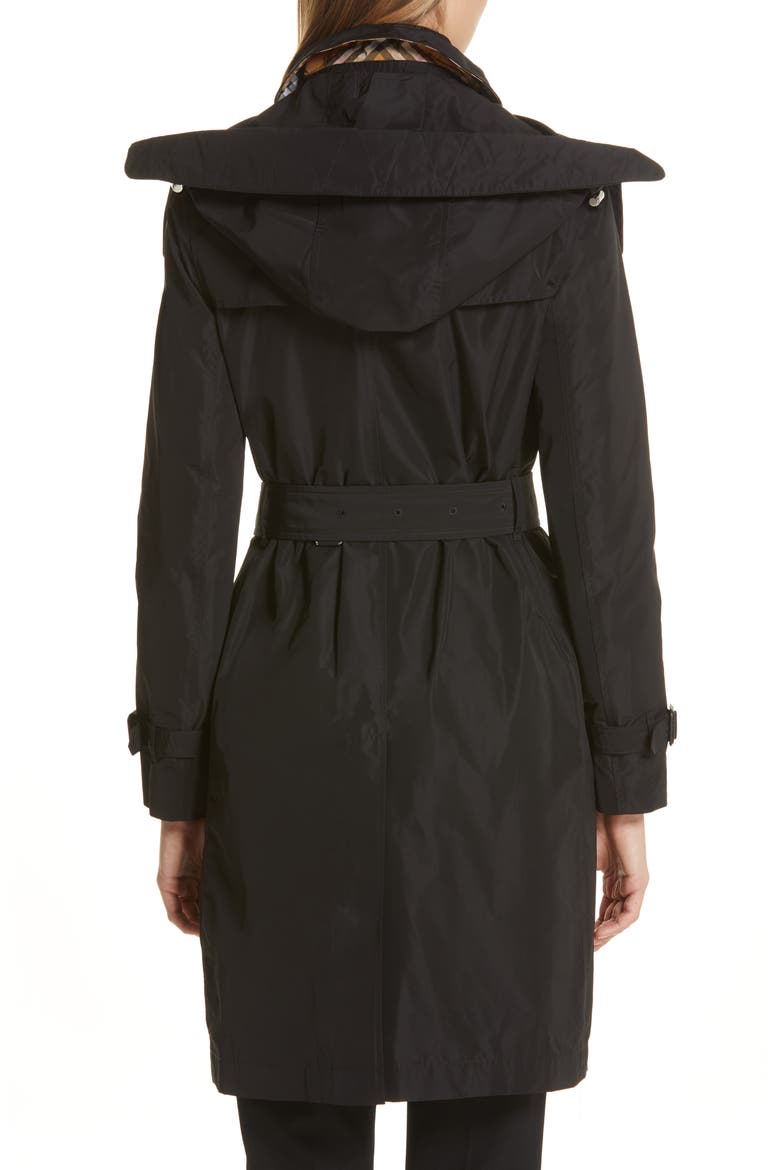 Kensington Trench Coat with Detachable Hood, Alternate, color, BLACK