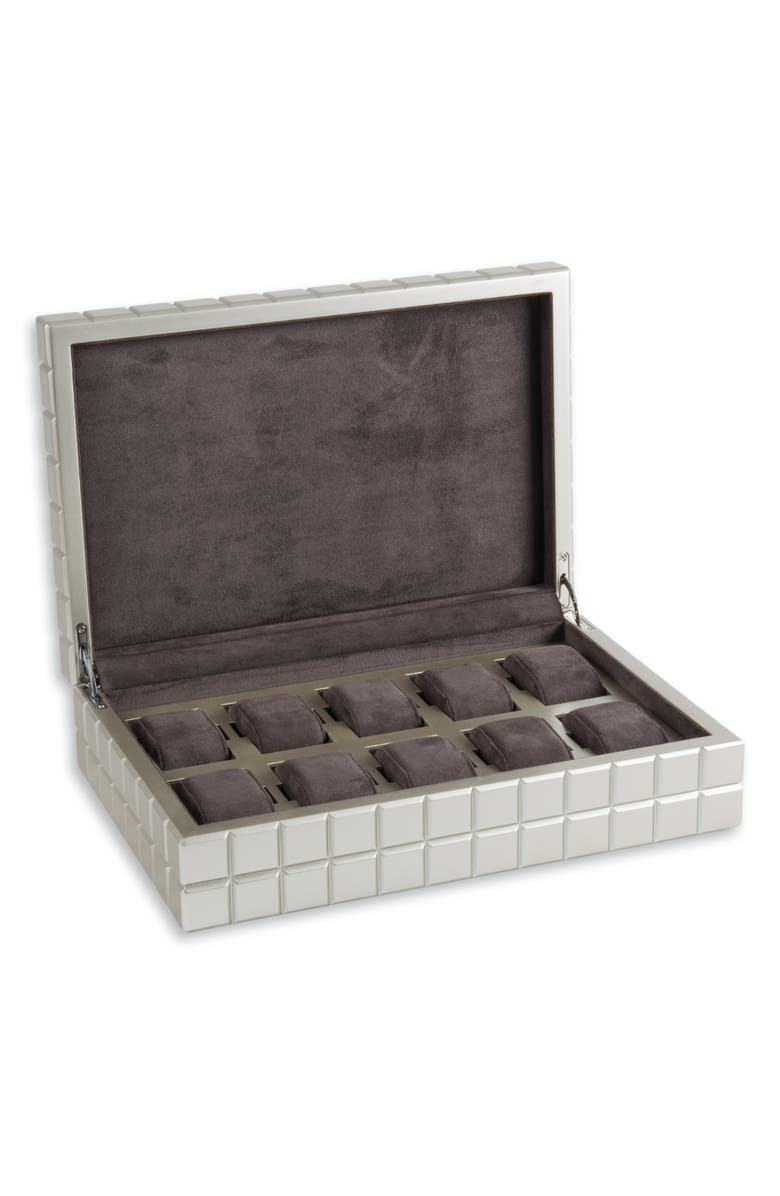 Bey-Berk Modern Cube Watch Storage Box, Alternate, color, Silver