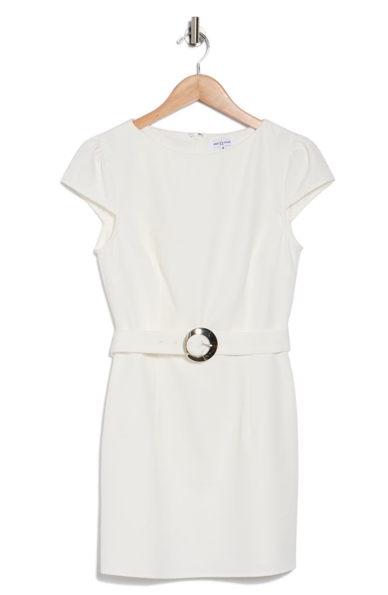 AREA STARS Bella Belted Sheath Dress, Alternate, color, White
