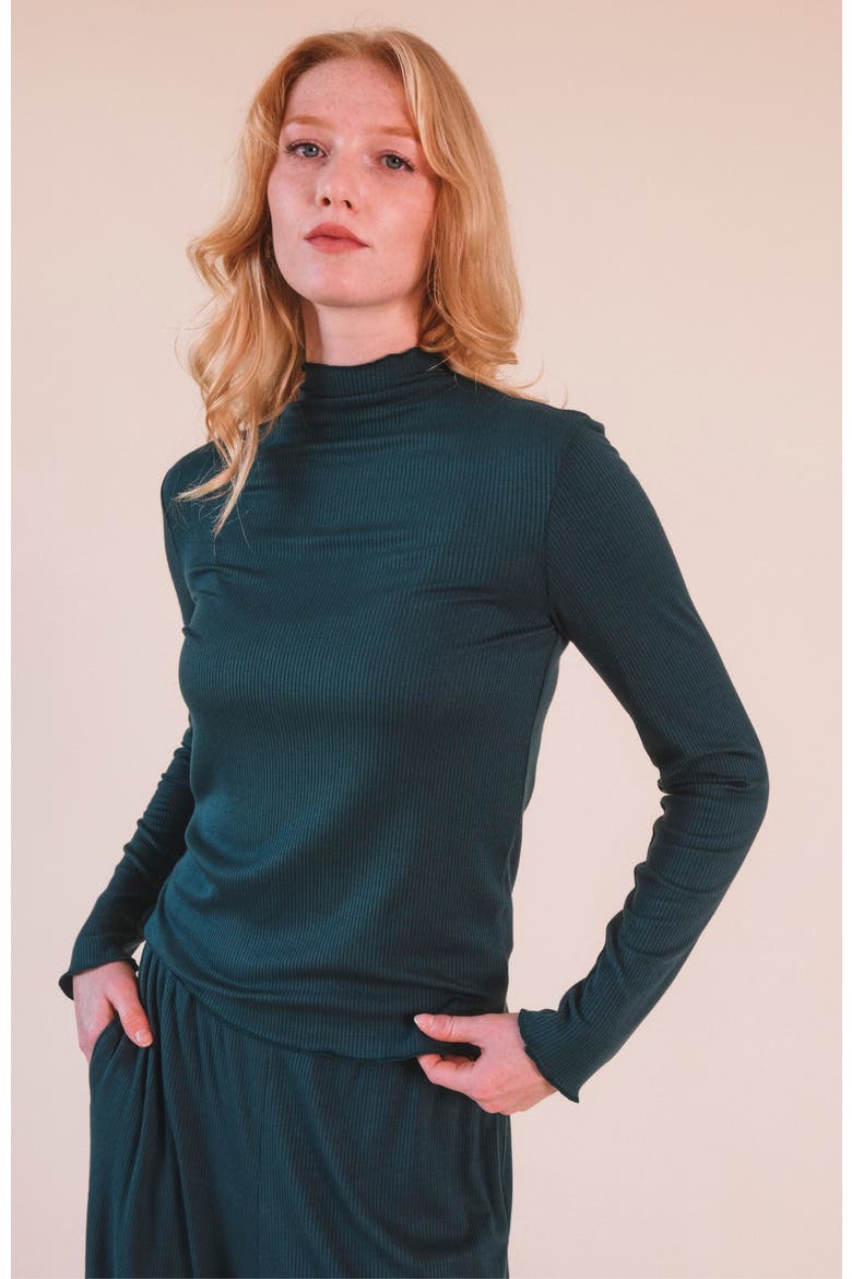 Norma Modal Ribbed Turtleneck, Alternate, color, Pine