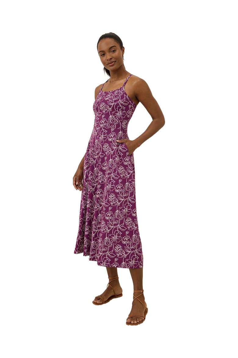 Organic Cotton Fit & Flare Midi Dress, Alternate, color, Looking Glass Floral Sangria