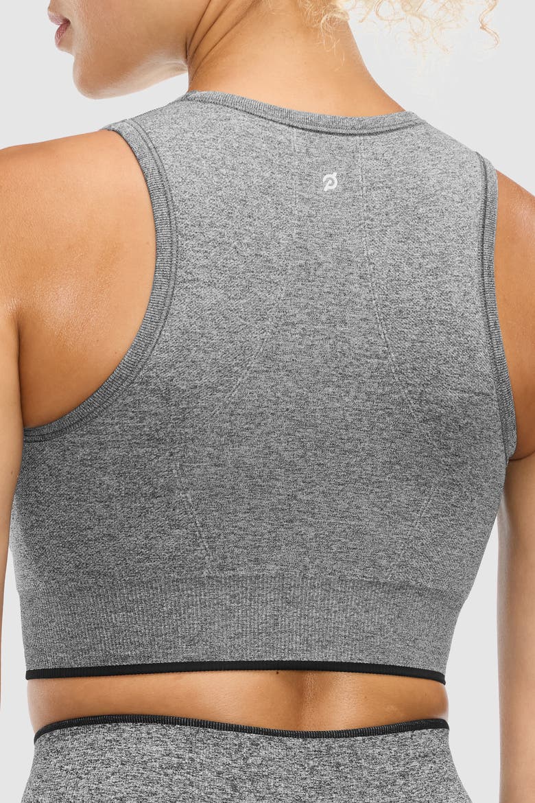 Seamless Melange High Neck Bra, Alternate, color, Black