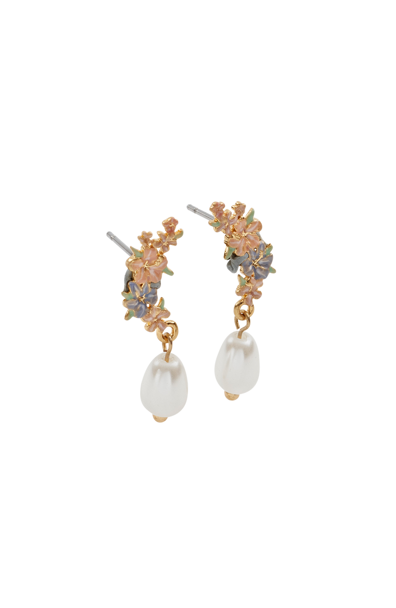 Fable England Hibiscus & Pearl Earrings, Alternate, color, Multi & Gold