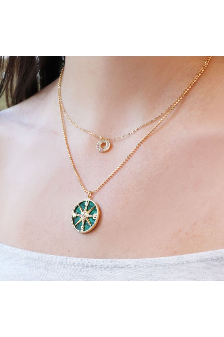 Baguette CZ Circle Necklace, Alternate, color, Gold Plated Sterling Silver