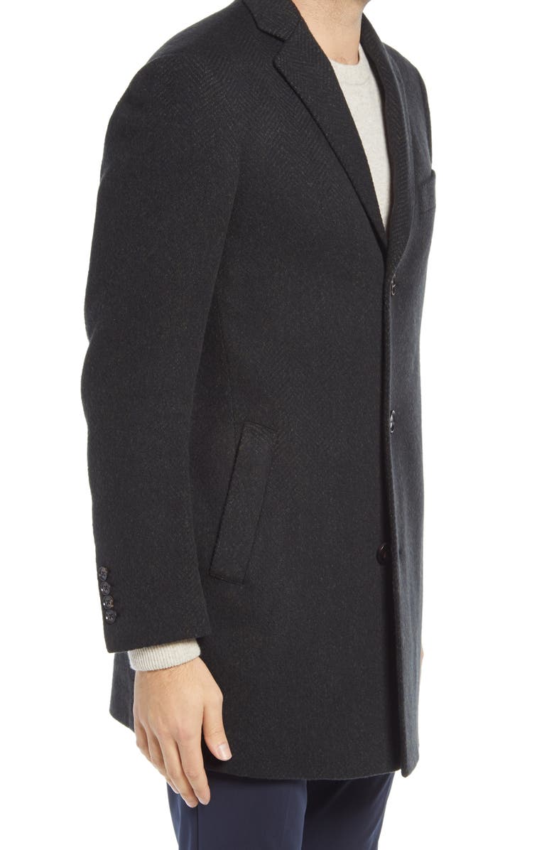 Cardinal of Canada Stone Herringbone Wool Blend Overcoat, Alternate, color,