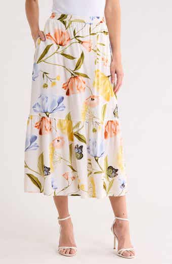 Ellen Tracy Tiered Pull-On Midi Skirt