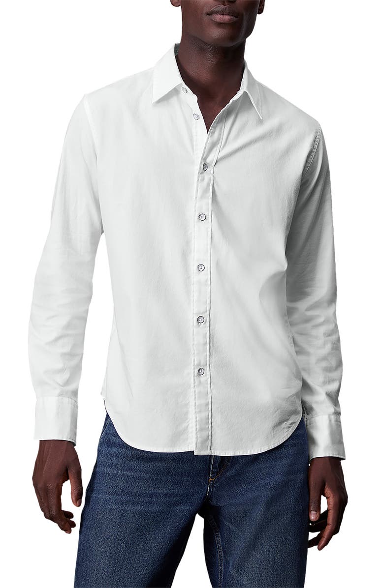 rag & bone Tomlin Cotton Dobby Button-Up Shirt, Main, color, White