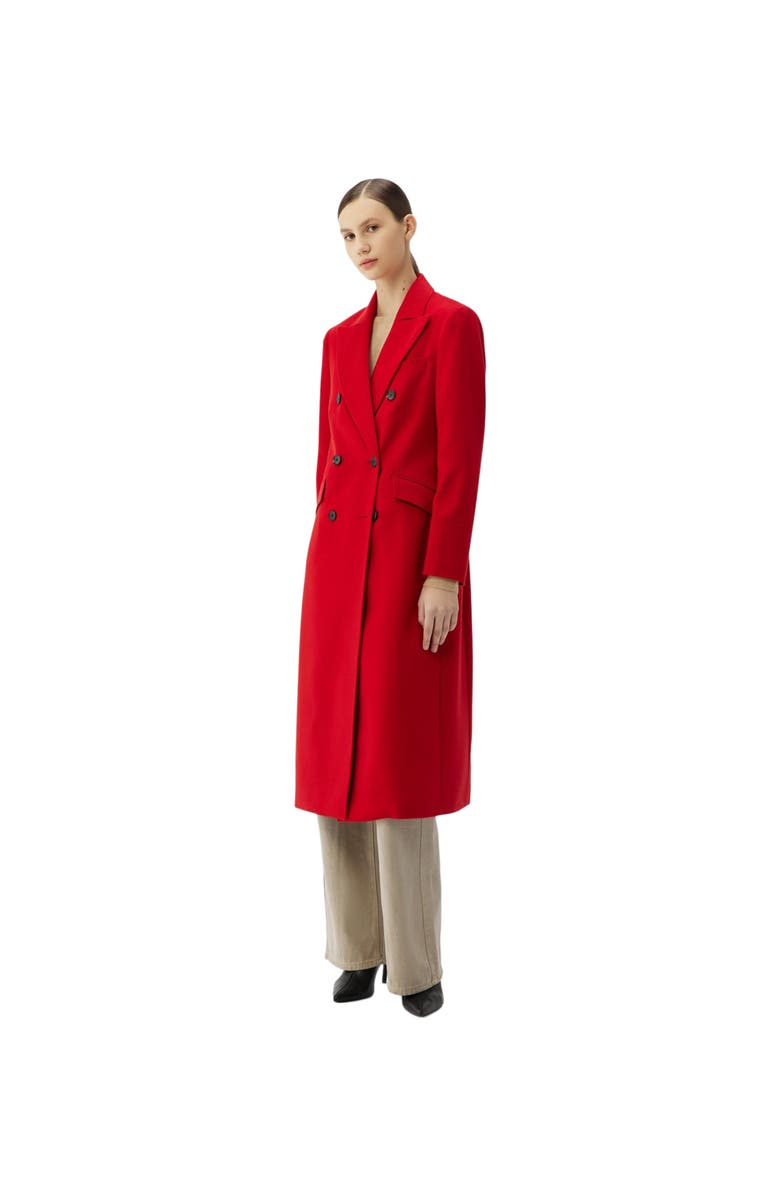 GOBI Mongolian Cashmere Cashmere Peak Lapel Long Coat, Alternate, color, Red