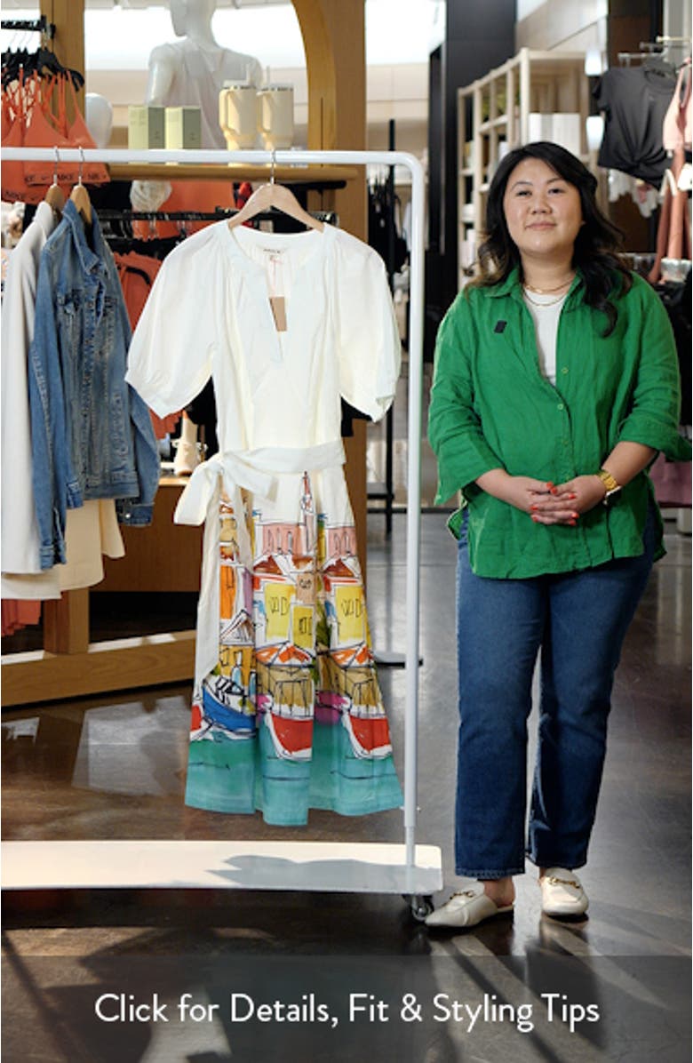 Print Puff Sleeve Midi Dress, sales video thumbnail