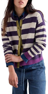 Seasalt Cornwall Pinwell Stripe Lambswool Blend Cardigan