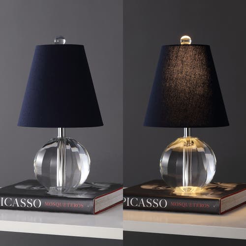 Jonathan Y Goddard 16" Crystal Ball/metal Led Table Lamp In Clear/navy