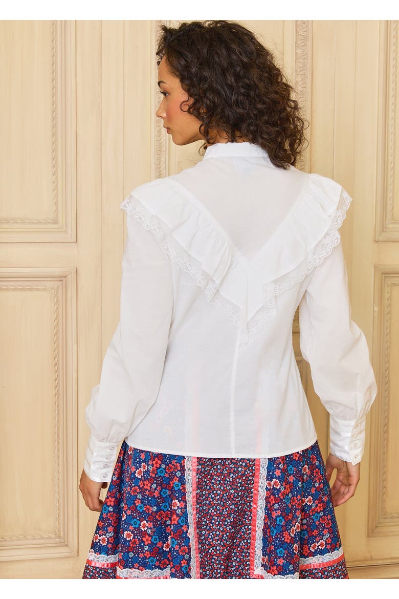 Karina Edwardian Ruffle Blouse, ModCloth x Gunne Sax, Alternate, color, Cloud Dancer