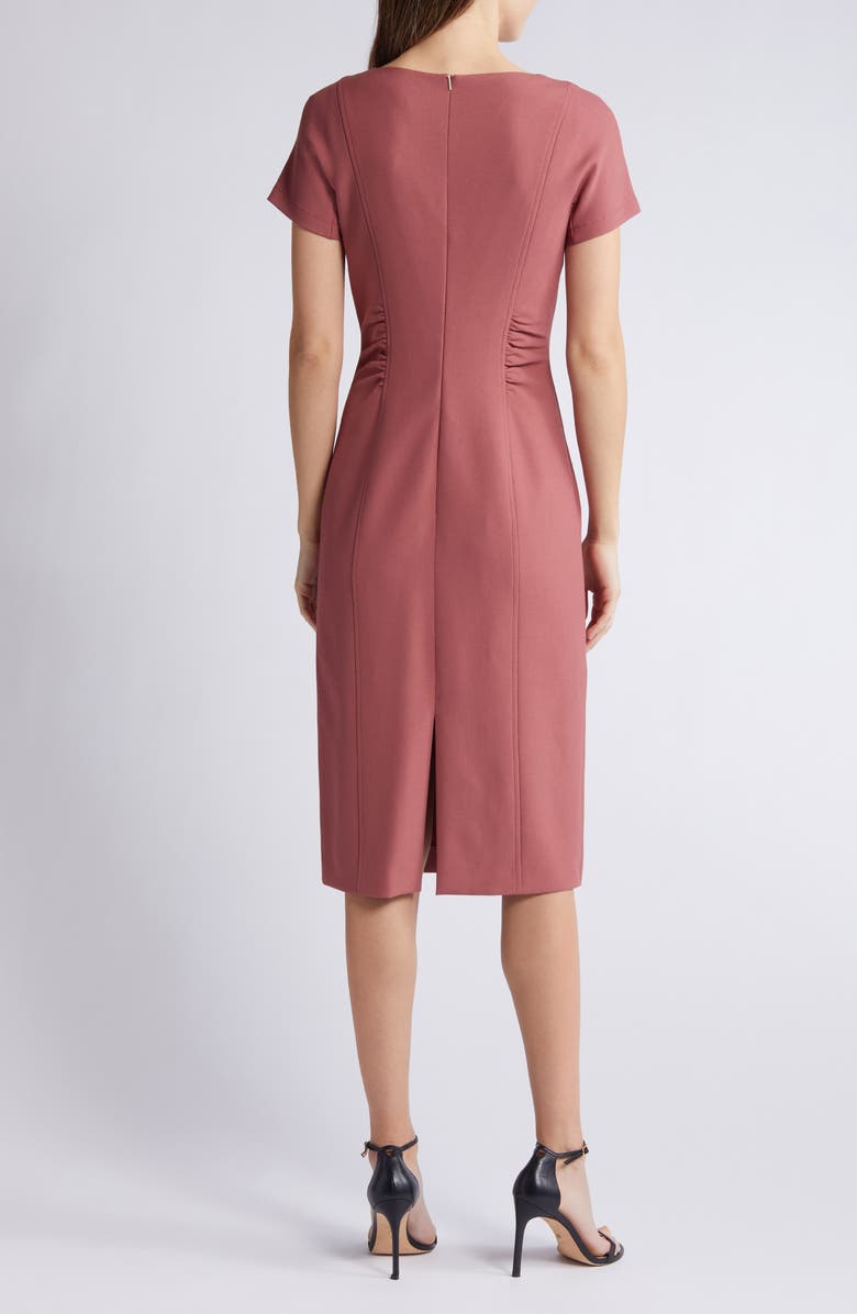 BOSS Dakela Ruched Sheath Dress, Alternate, color, Cowhide