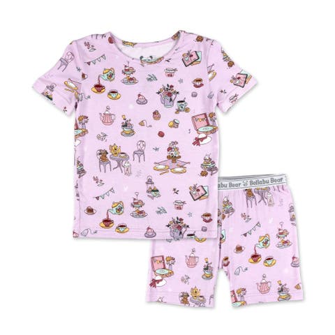 Tea Party Kids 2-Piece Short Sleeve & Shorts Pajama Set