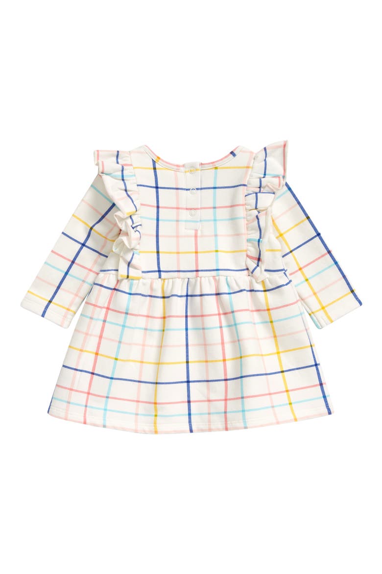 Ruffle Front Fleece Dress, Alternate, color, IVORY EGRET MULTI PLAID
