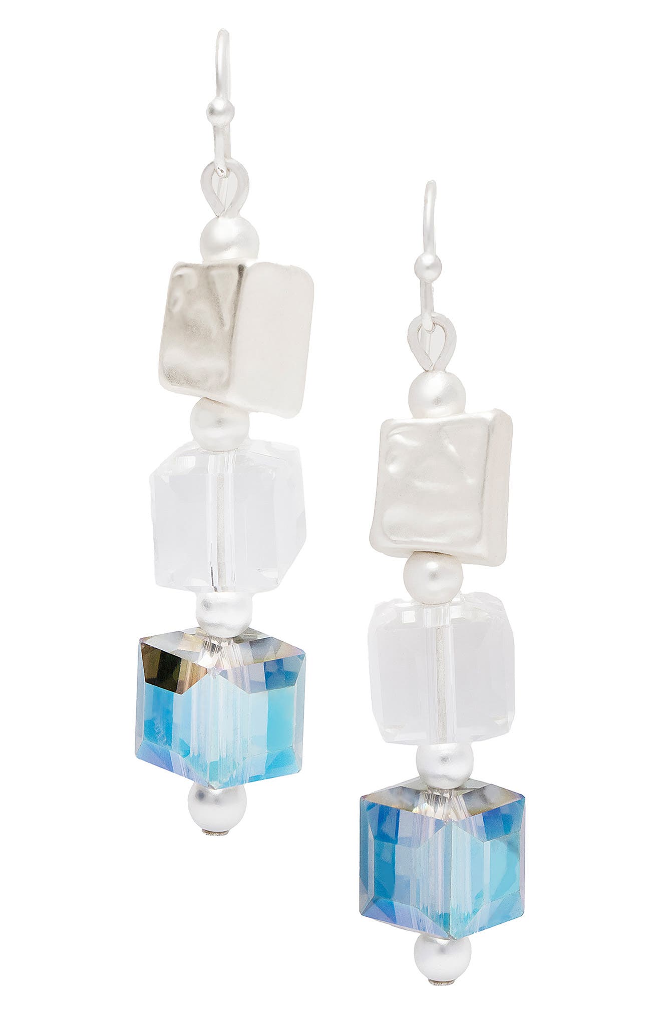 Glass Cube Beaded Drop Earrings