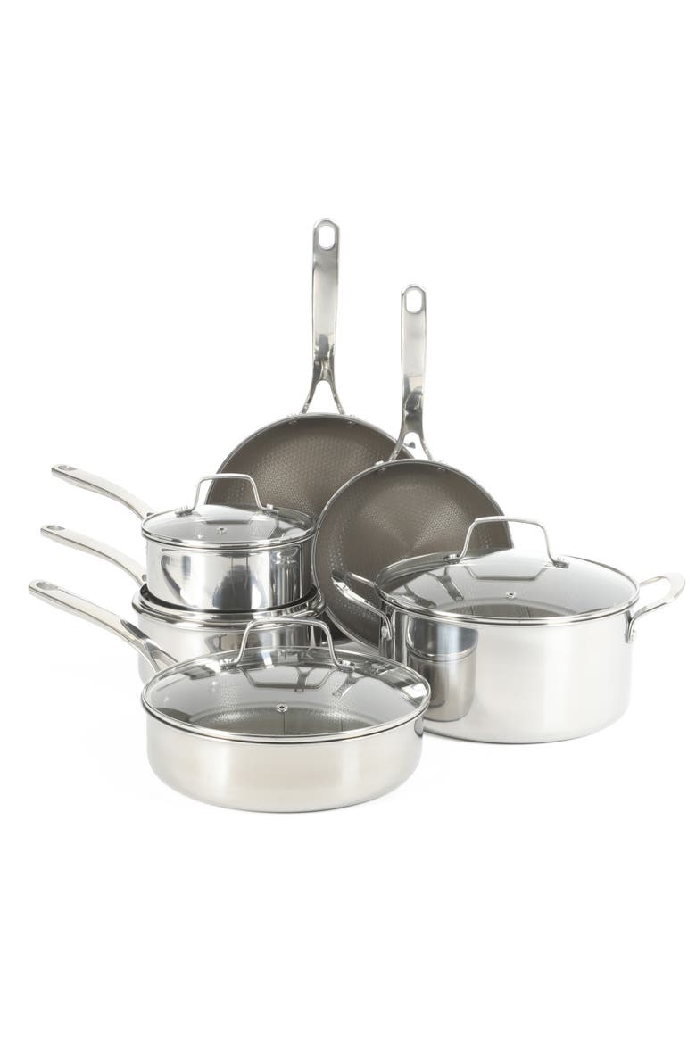 Badgley 10-Piece Nonstick Tri-Ply Cookware Set, Main, color, Stainless