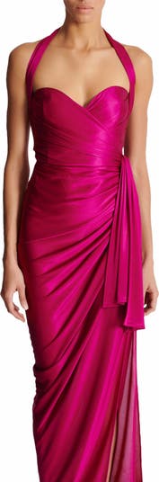 Flowing draped interlock jersey dress