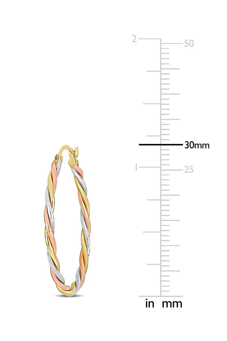 Twisted Tri-Tone Hoop Earrings, Alternate, color, GOLD MULTI