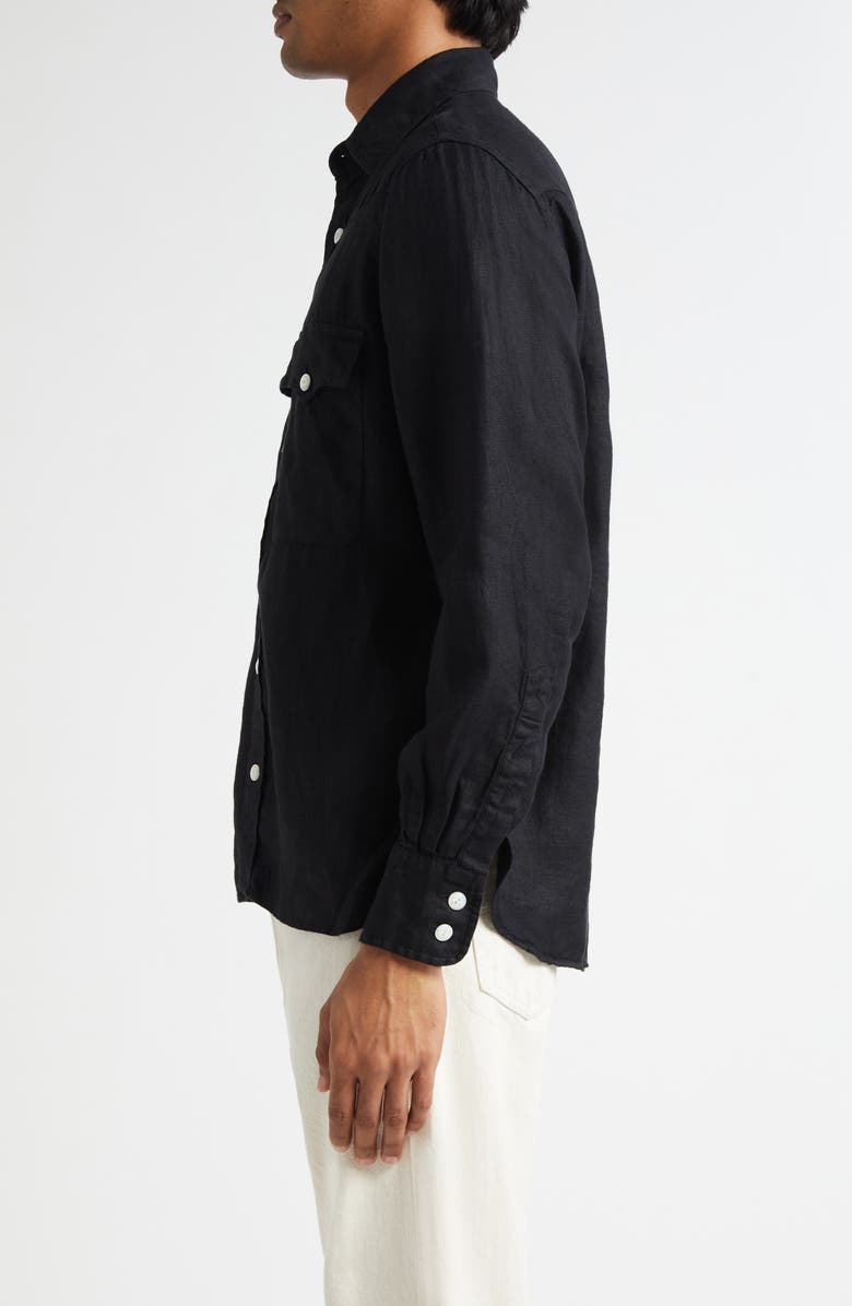 Drake's Linen Twill Western Shirt, Alternate, color, 100 Black