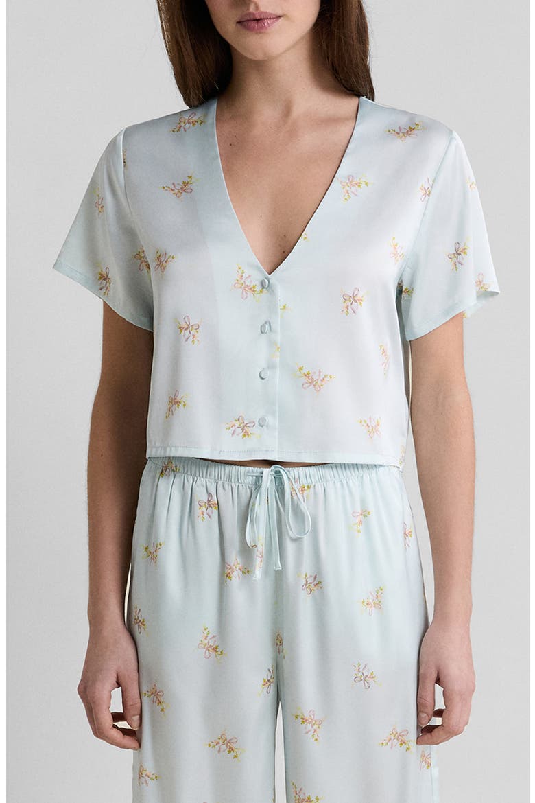 Solia Floral Short Sleeve Pajama Top, Main, color, PRINTED GREEN BLUE