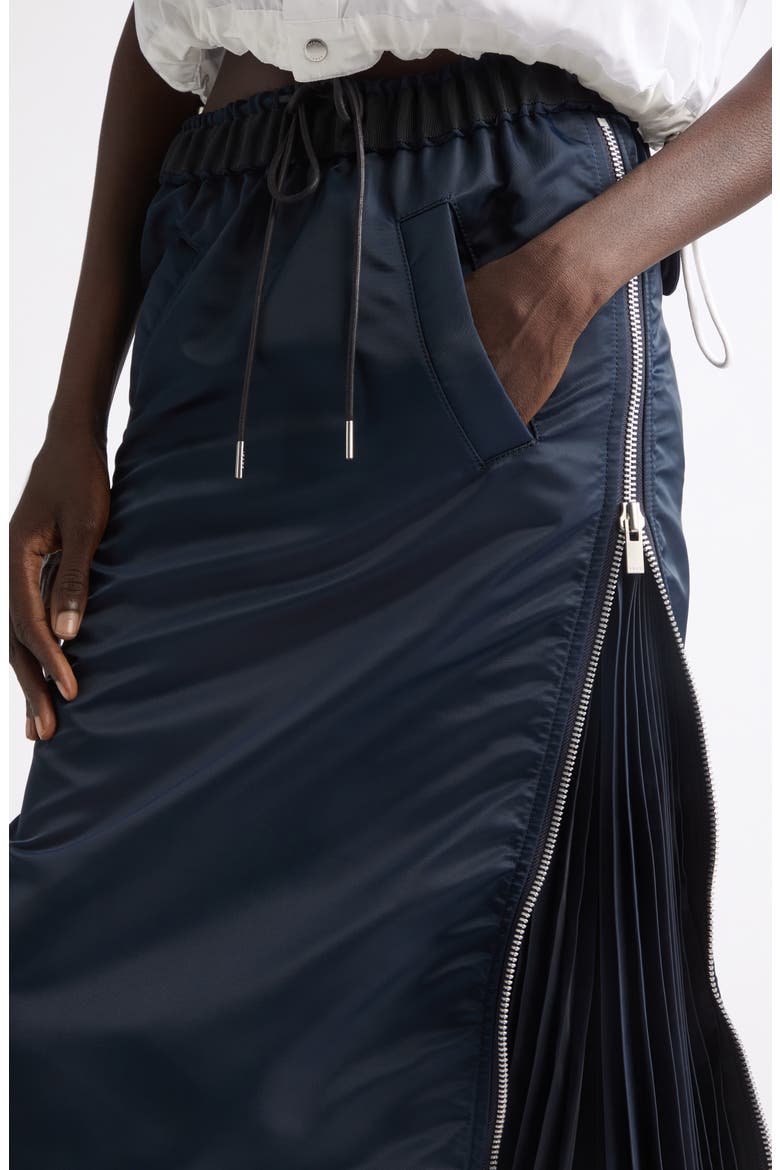 Nylon Twill Midi Skirt, Alternate, color, NAVY
