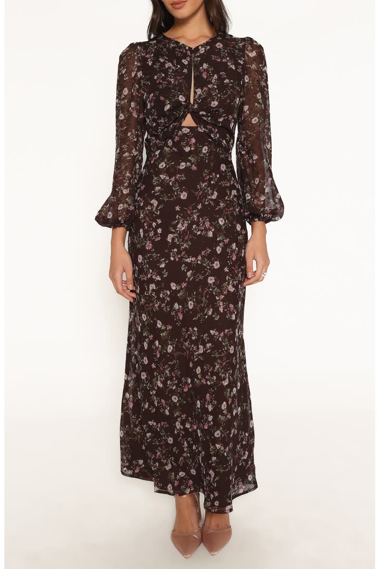 Rosalyn Floral Maxi Dress, Main, color, BROWN LILAC FLORAL