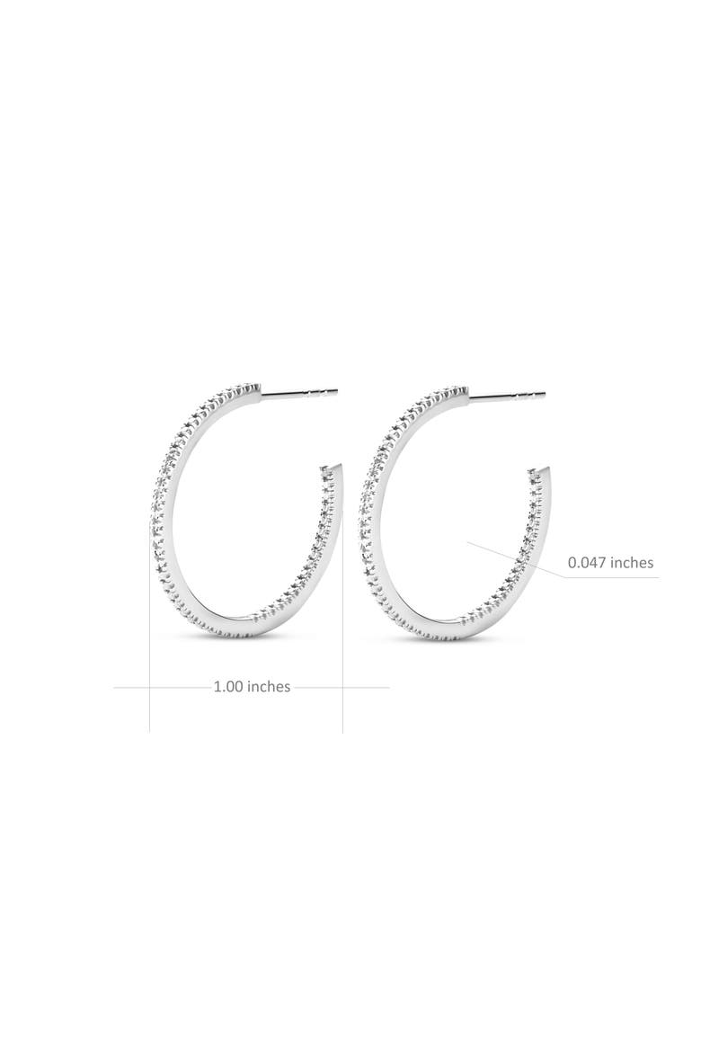 Ever Diamond Earrings  |  18 natural diamonds | 925 Sterling Silver | Earrings | Hoop | White Rhodium, Alternate, color, White Rhodium