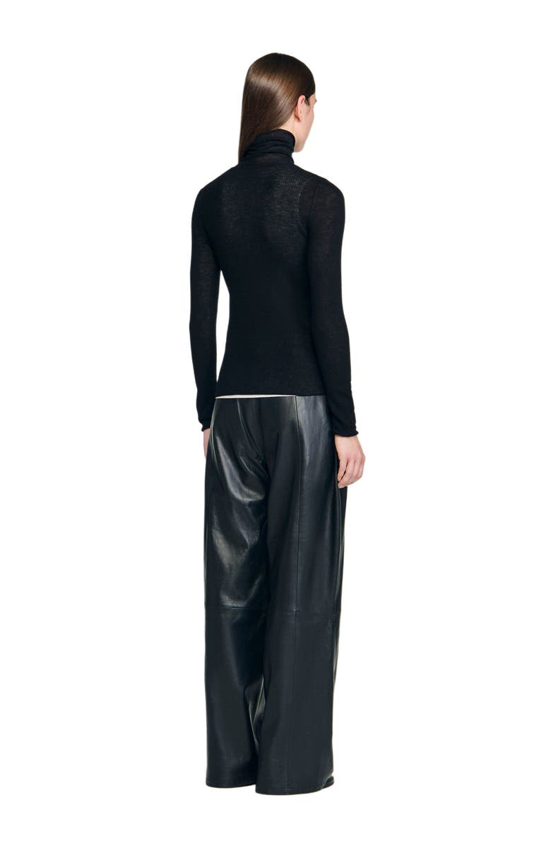 SANDRO Layered turtleneck sweater, Alternate, color, Black