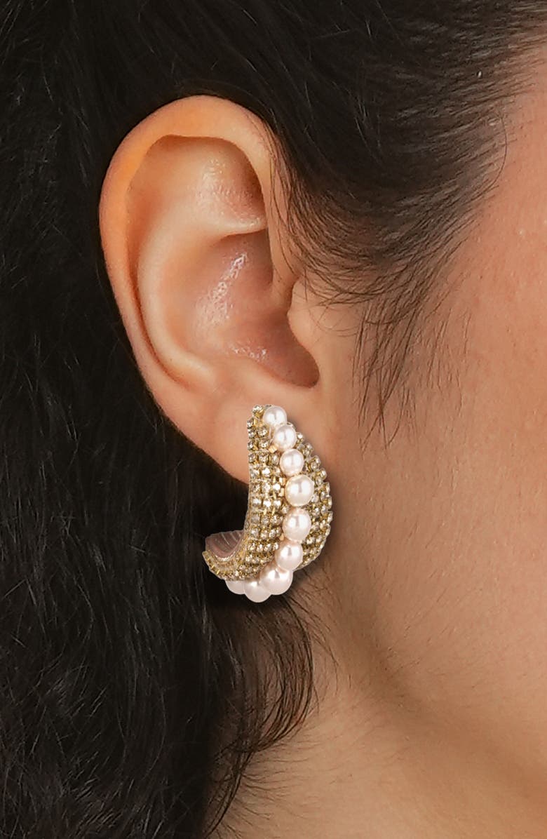 Deepa Gurnani Filomena Huggie Hoop Earrings, Alternate, color, Gold