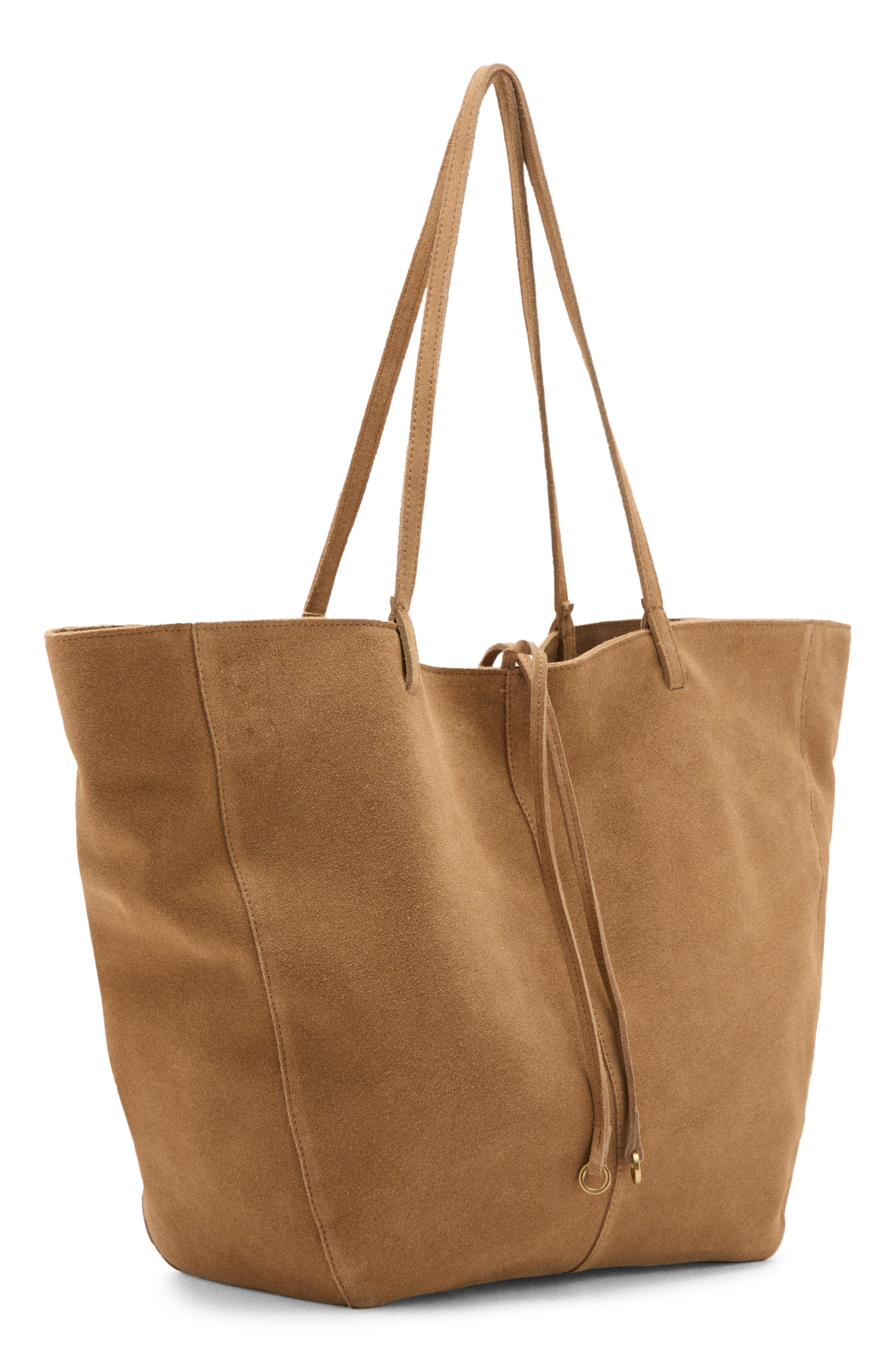 MANGO Suede Shopper Bag, Alternate, color, Leather