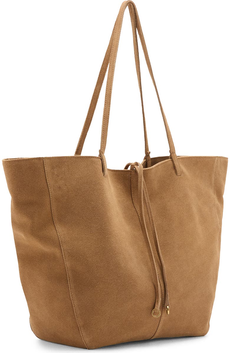 MANGO Suede Shopper Bag, Alternate, color, Leather