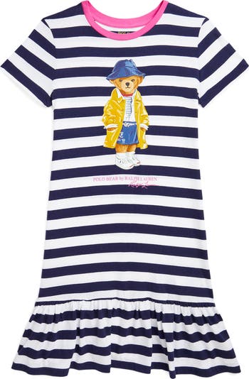 Polo Ralph Lauren Girls Bear Dress Stripes Size 3 3T Easter newest Classic