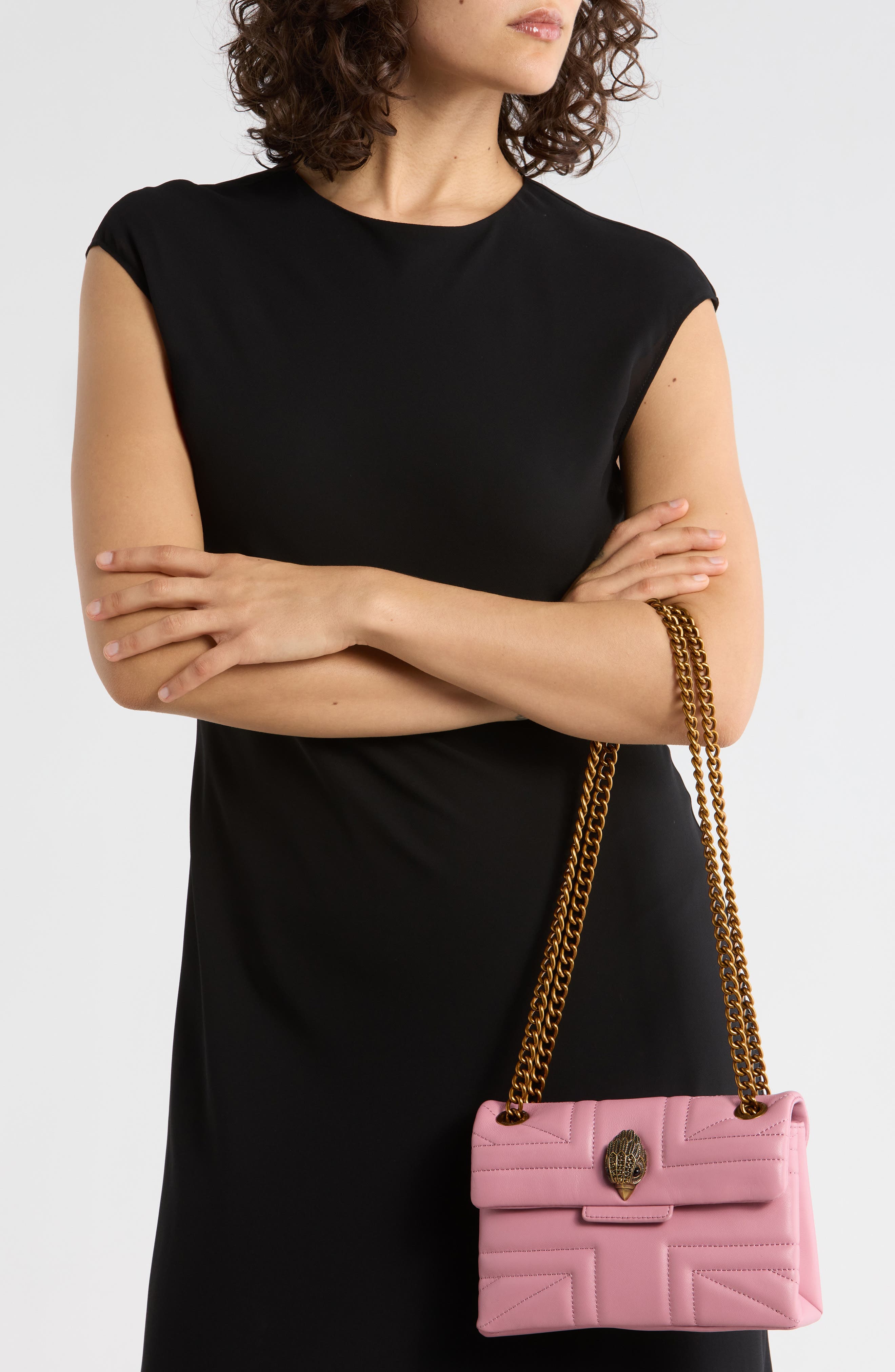 Kurt Geiger London Kensington Mini Quilted Crossbody Bag, Alternate, color, Pink