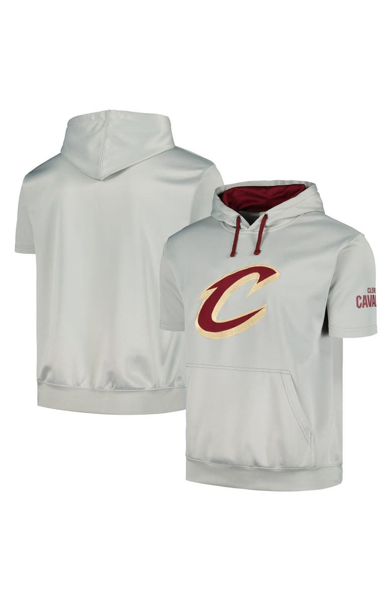 FANATICS Men's Fanatics Branded Silver/Wine Cleveland Cavaliers Short Sleeve Pullover Hoodie, Main, color, 