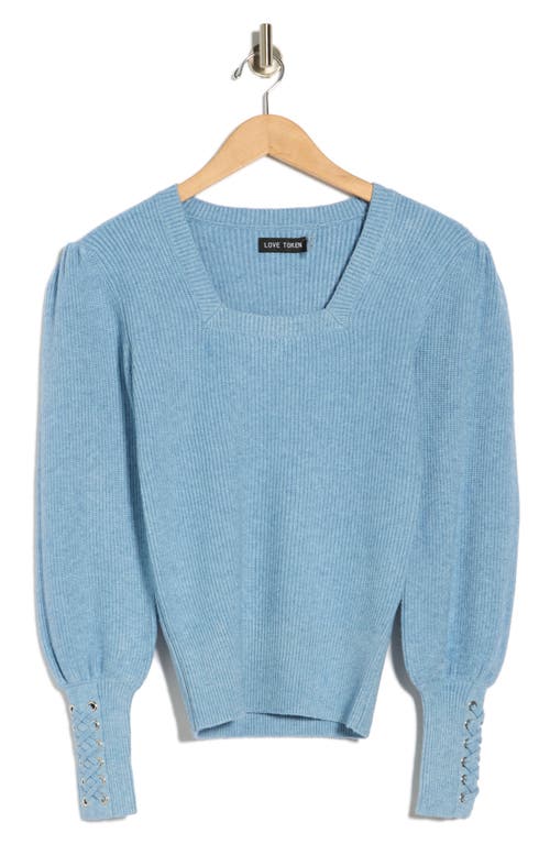 Love Token Whipstitch Sleeve Sweater In Blue