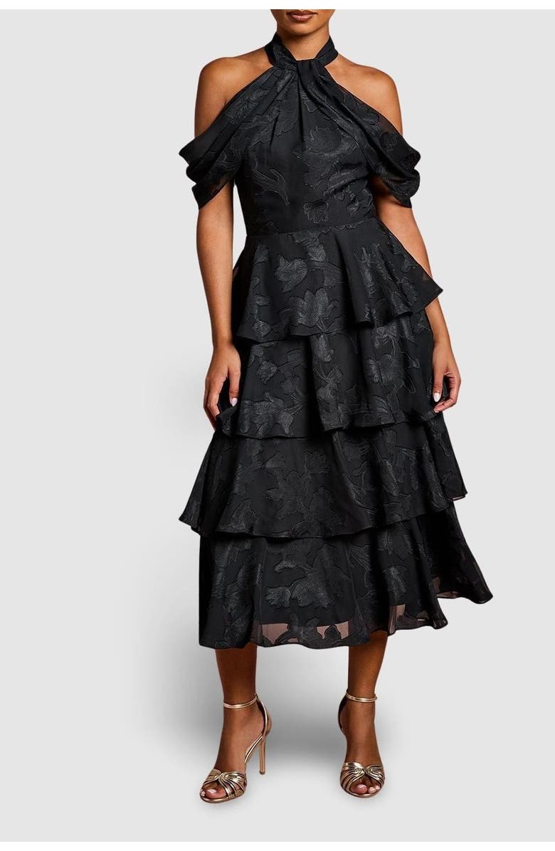 Coast Petite Cold Shoulder Midaxi Dress, Alternate, color, Black