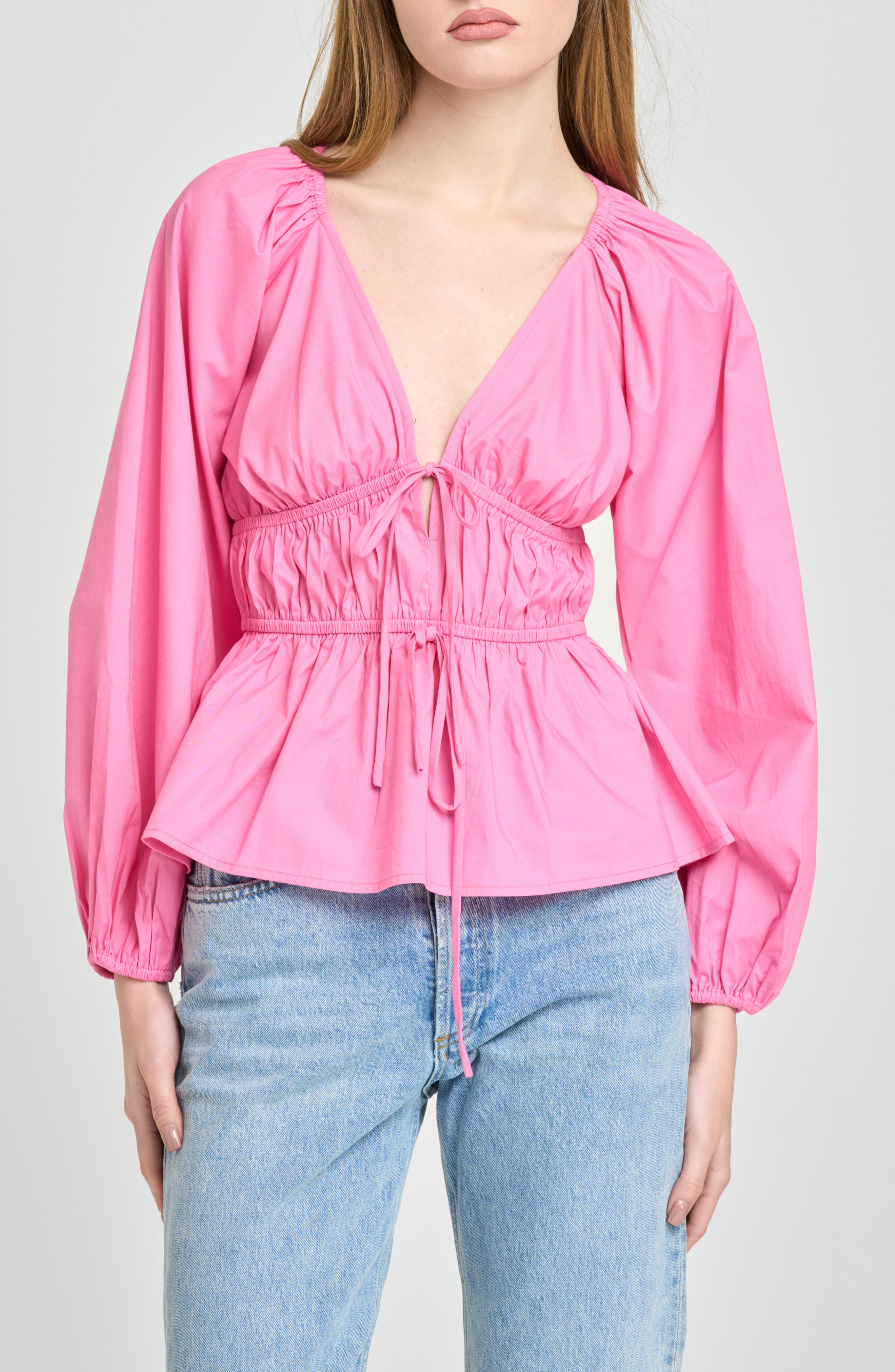 Jess Drawstring Stretch Cotton Poplin Top - image 5