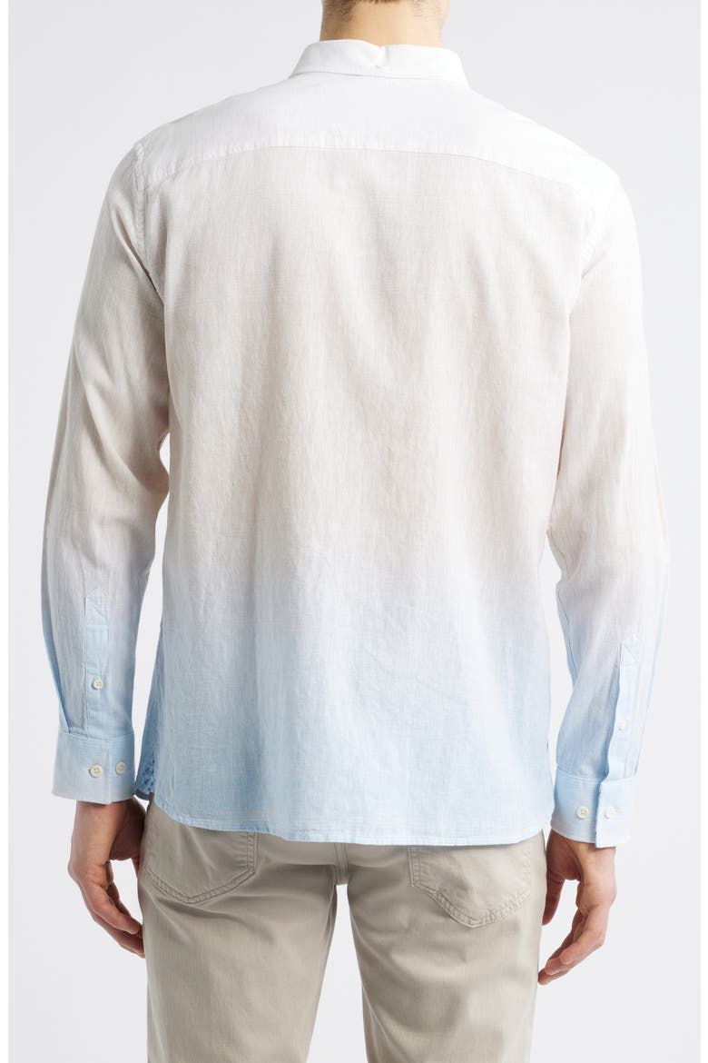 Ombré Linen & Cotton Button-Up Shirt, Alternate, color, TAN/BLUE