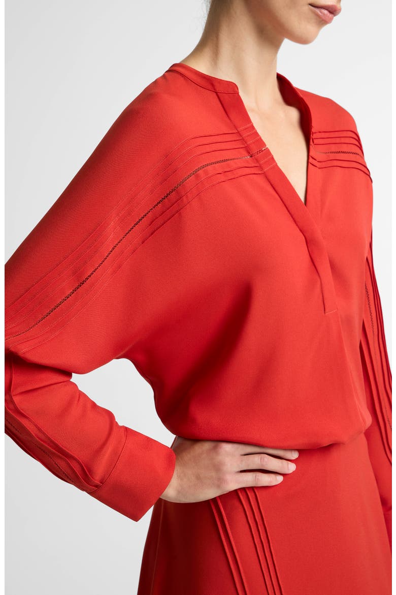Pleated Pintuck Top, Alternate, color, POPPY