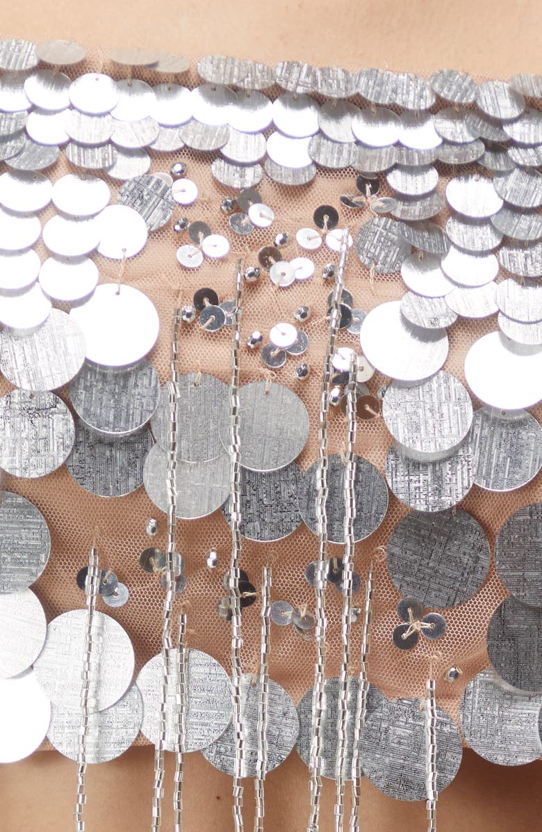 NASTY GAL Paillette Beaded Fringe Crop Top, Alternate, color, 