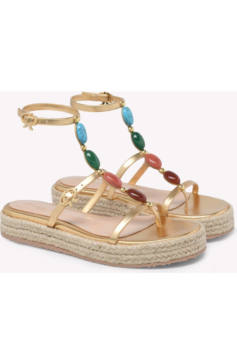 Gianvito Rossi Shanti Beach Sandals, Alternate, color, Metallic Gold Nappa