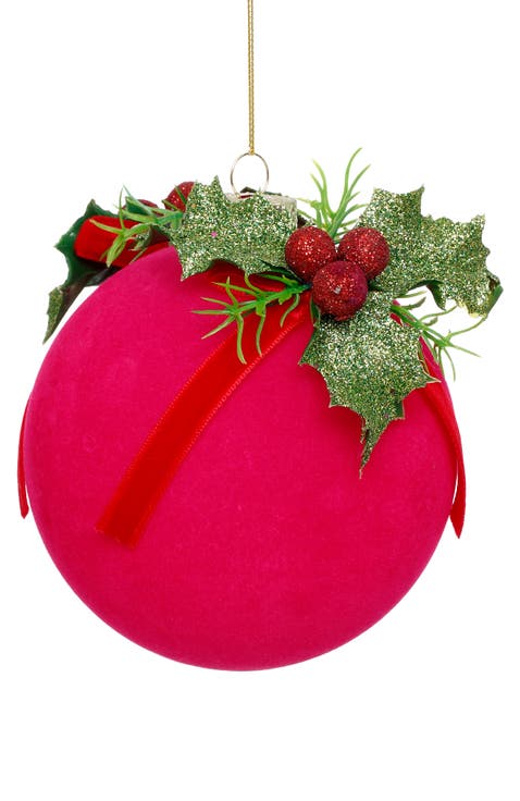 Festive Bow Holly Ornament, Box of 6