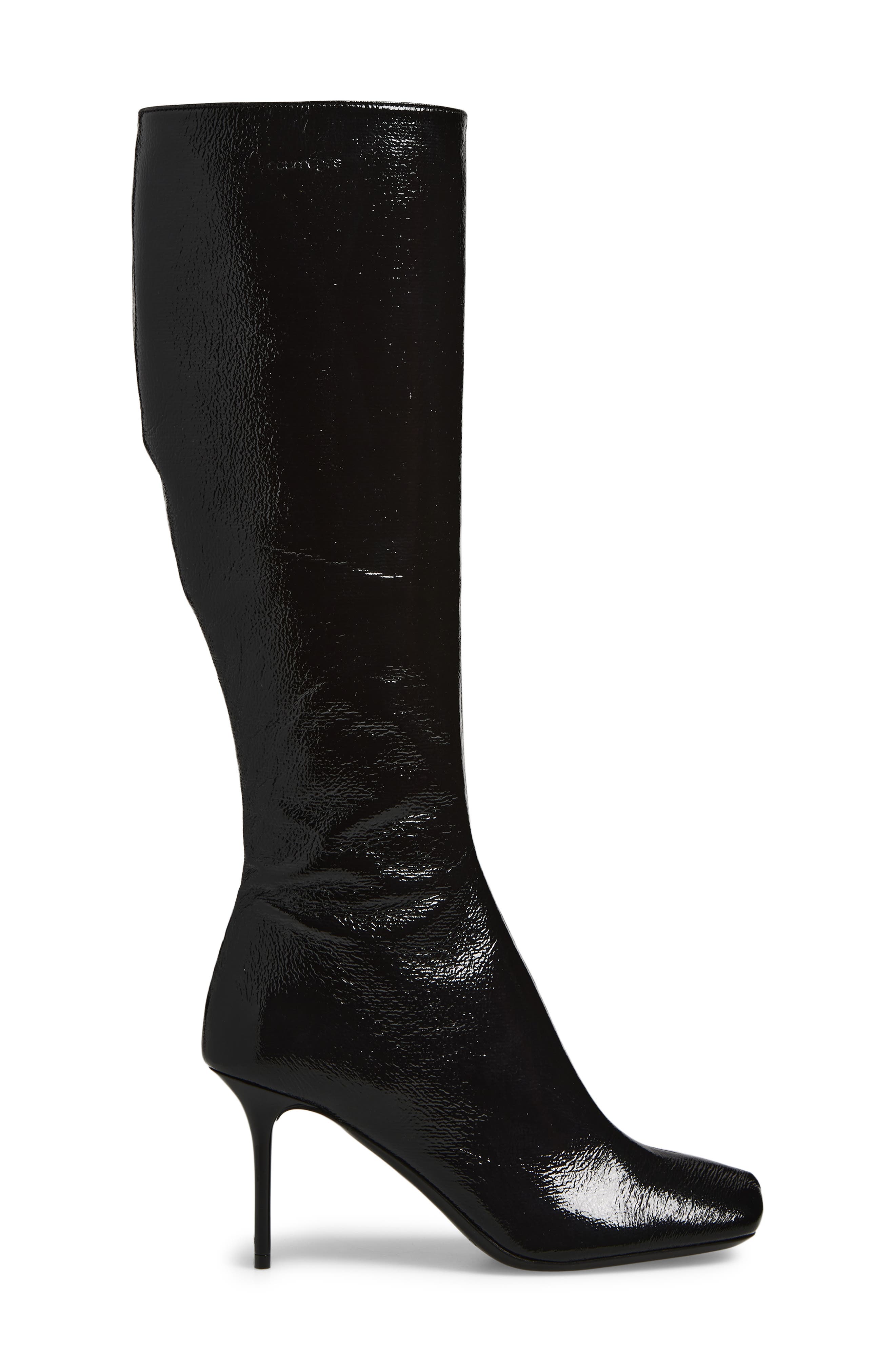 Courrèges Square Toe Vinyl Boot, Alternate, color, Black