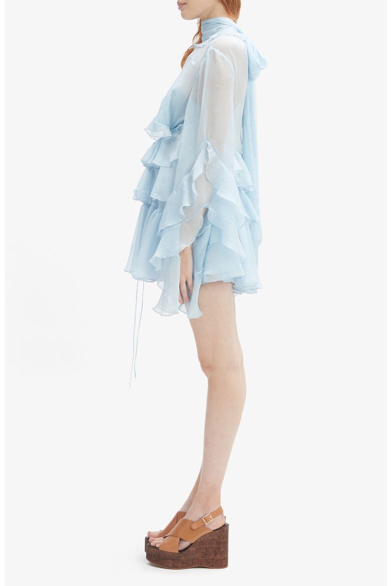 Anyssa Ruffle Cutout Long Sleeve Minidress, Alternate, color, SOFT BLUE