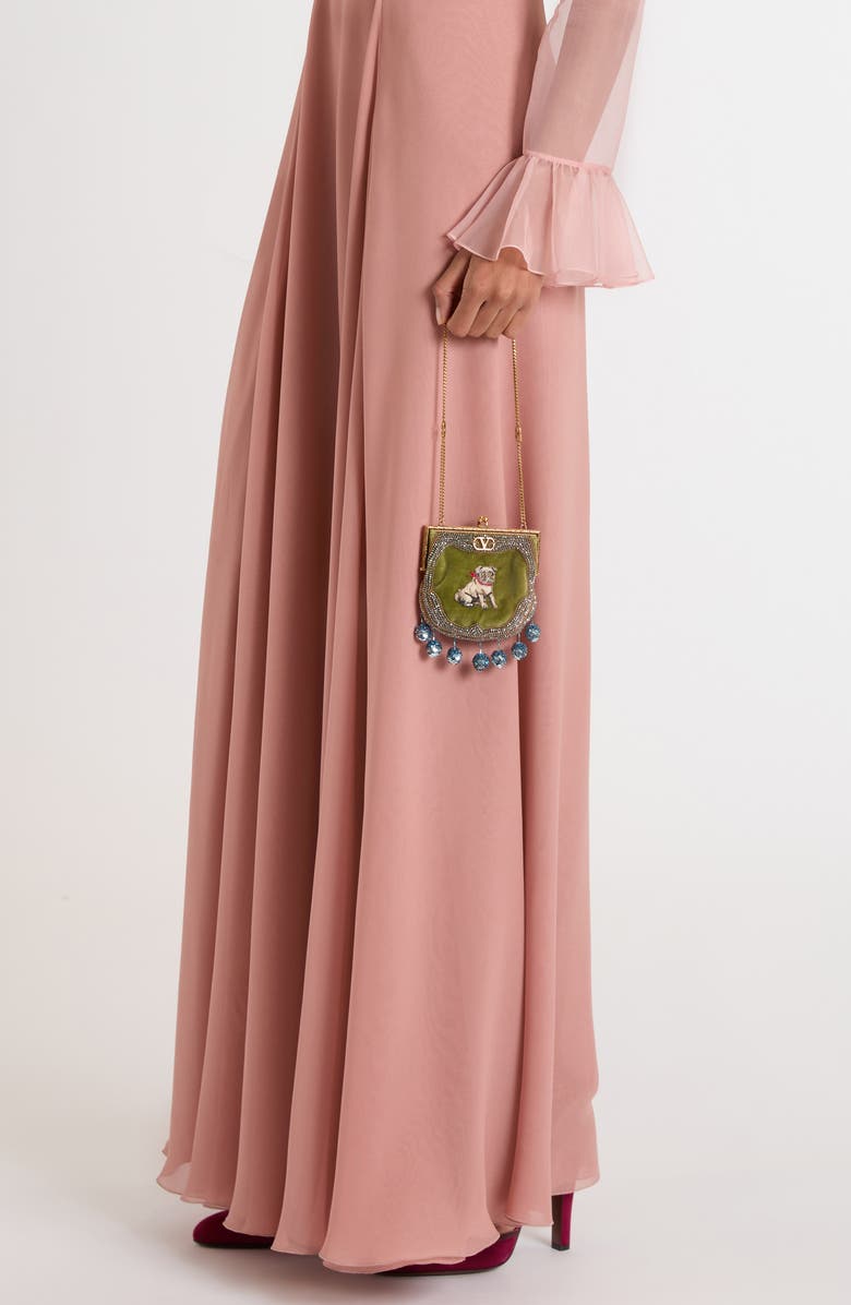 Valentino Garavani Nellcôte Fairy Tales Beaded Minaudiere, Alternate, color, Cactus Green/ Multi