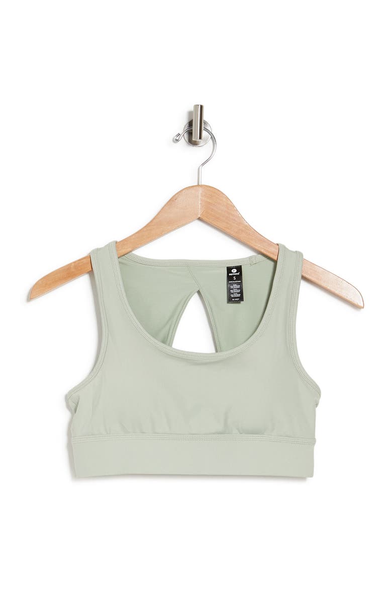 Shiny Rib Sports Bra w/ Open Back, Alternate, color, SILVER GREEN