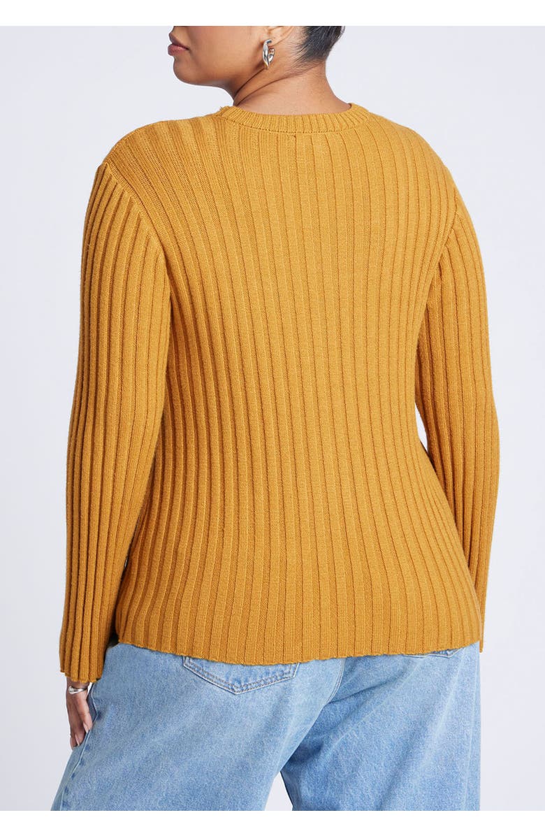 ELOQUII Bust Stitch Sweater, Alternate, color, Ochre
