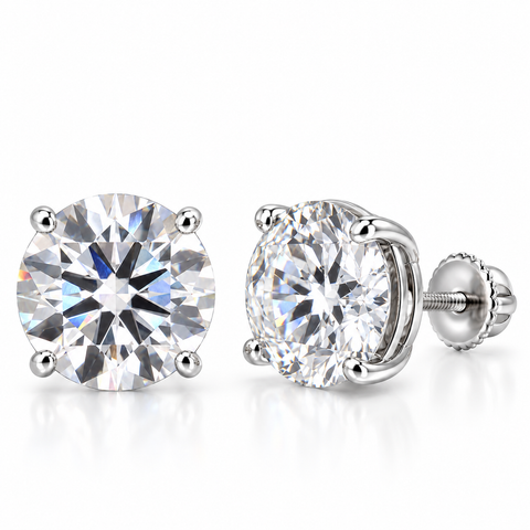 IGI Certified 6 Carat Total Weight F VS1 Round Lab Grown Diamond Stud Earrings in 14K Gold