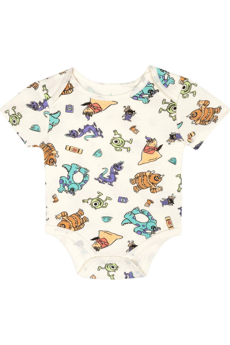 Pixar Boys' 3-pack Short Sleeve Bodysuits (baby), Alternate, color, Mint Blue Monsters Inc